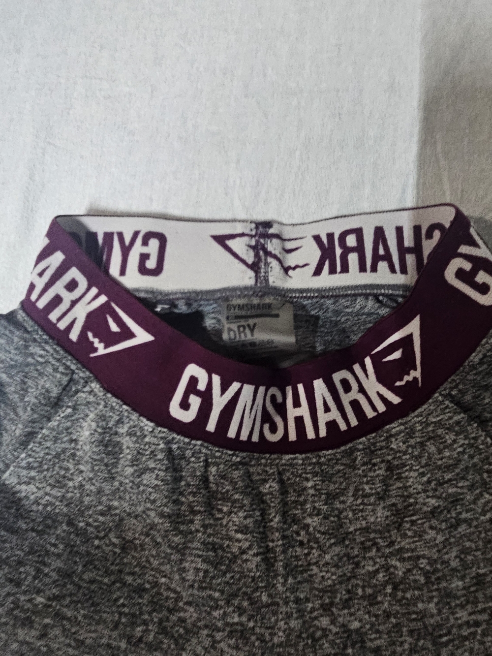 Gymshark Gray Cropped Active Top with Plum Logo Band